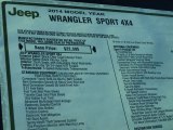 2014 Jeep Wrangler Sport 4x4 Window Sticker