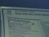 2013 Ram 2500 Big Horn Mega Cab 4x4 Window Sticker