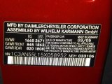 2005 Chrysler Crossfire Roadster Info Tag