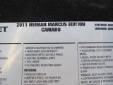 2011 Chevrolet Camaro Neiman Marcus Edition SS/RS Convertible Window Sticker