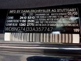 2003 S Color Code for Black Opal Metallic - Color Code: 189