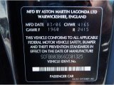 2006 Aston Martin V8 Vantage Coupe Info Tag