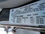 2012 Chevrolet Colorado LT Extended Cab Info Tag