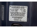 2003 Aston Martin Vanquish  Info Tag