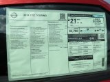 2014 Nissan 370Z Sport Touring Coupe Window Sticker
