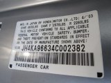 2004 Acura RL 3.5 Info Tag