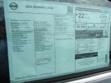 2014 Nissan Maxima 3.5 SV Window Sticker