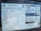 2013 Nissan LEAF S Window Sticker