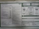 2012 Bentley Continental GT  Window Sticker