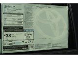 2014 Toyota Yaris SE 5 Door Window Sticker