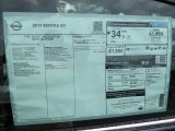 2013 Nissan Sentra SV Window Sticker