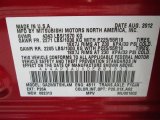 2013 Outlander Sport Color Code for Rally Red Metallic - Color Code: P26A