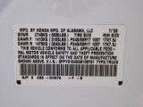2009 Ridgeline Color Code for White - Color Code: NH578