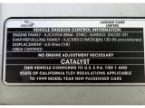 1999 Jaguar XK XK8 Coupe Info Tag