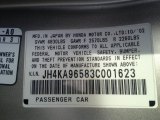 2003 Acura RL 3.5 Sedan Info Tag