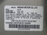 2000 Nissan Maxima SE Info Tag