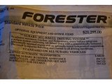 2005 Subaru Forester 2.5 X Window Sticker
