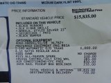 2009 Ford Ranger XL Regular Cab Window Sticker