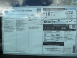 2014 Nissan Frontier SV Crew Cab Window Sticker