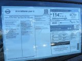 2014 Nissan LEAF S Window Sticker