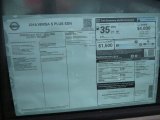 2014 Nissan Versa 1.6 S Plus Sedan Window Sticker