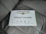 2002 Chrysler Sebring LXi Convertible Books/Manuals
