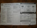 2009 Nissan GT-R Premium Window Sticker