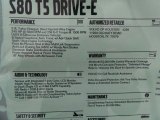 2015 Volvo S80 T5 Drive-E Window Sticker