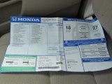 2012 Honda Odyssey LX Window Sticker