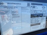 2014 Nissan Versa Note S Plus Window Sticker