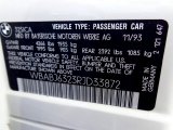 1994 BMW 3 Series 325i Convertible Info Tag