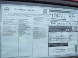 2014 Nissan LEAF SV Window Sticker