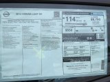 2014 Nissan LEAF SV Window Sticker