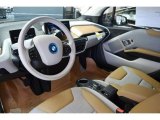 2014 BMW i3 with Range Extender Giga Cassia Natural Leather/Carum Spice Grey Wool Cloth Interior