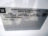 2015 GMC Sierra 3500HD Work Truck Crew Cab Chassis Info Tag