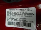 2014 Q60 Color Code for Venetian Red - Color Code: NAH