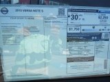 2015 Nissan Versa Note S Window Sticker
