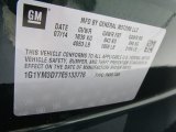 2014 Chevrolet Corvette Stingray Convertible Z51 Premiere Edition Info Tag
