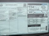 2015 Nissan LEAF S Window Sticker