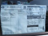 2015 Nissan Versa Note S Plus Window Sticker