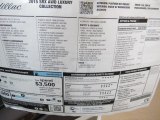 2015 Cadillac SRX Luxury AWD Window Sticker