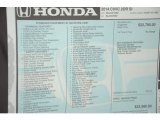 2014 Honda Civic Si Coupe Window Sticker