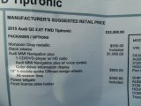 2015 Audi Q3 2.0 TFSI Premium Plus Window Sticker