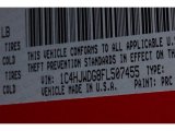 2015 Wrangler Unlimited Color Code for Firecracker Red - Color Code: PRC