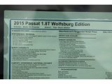 2015 Volkswagen Passat Wolfsburg Edition Sedan Window Sticker
