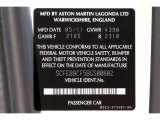 2011 Aston Martin V12 Vantage Coupe Info Tag