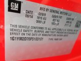 2015 Chevrolet Corvette Stingray Coupe Z51 Info Tag