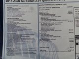 2015 Audi A3 2.0 Premium Plus quattro Window Sticker