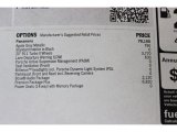 2014 Porsche Panamera  Window Sticker