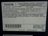 2001 Toyota Celica GT Info Tag